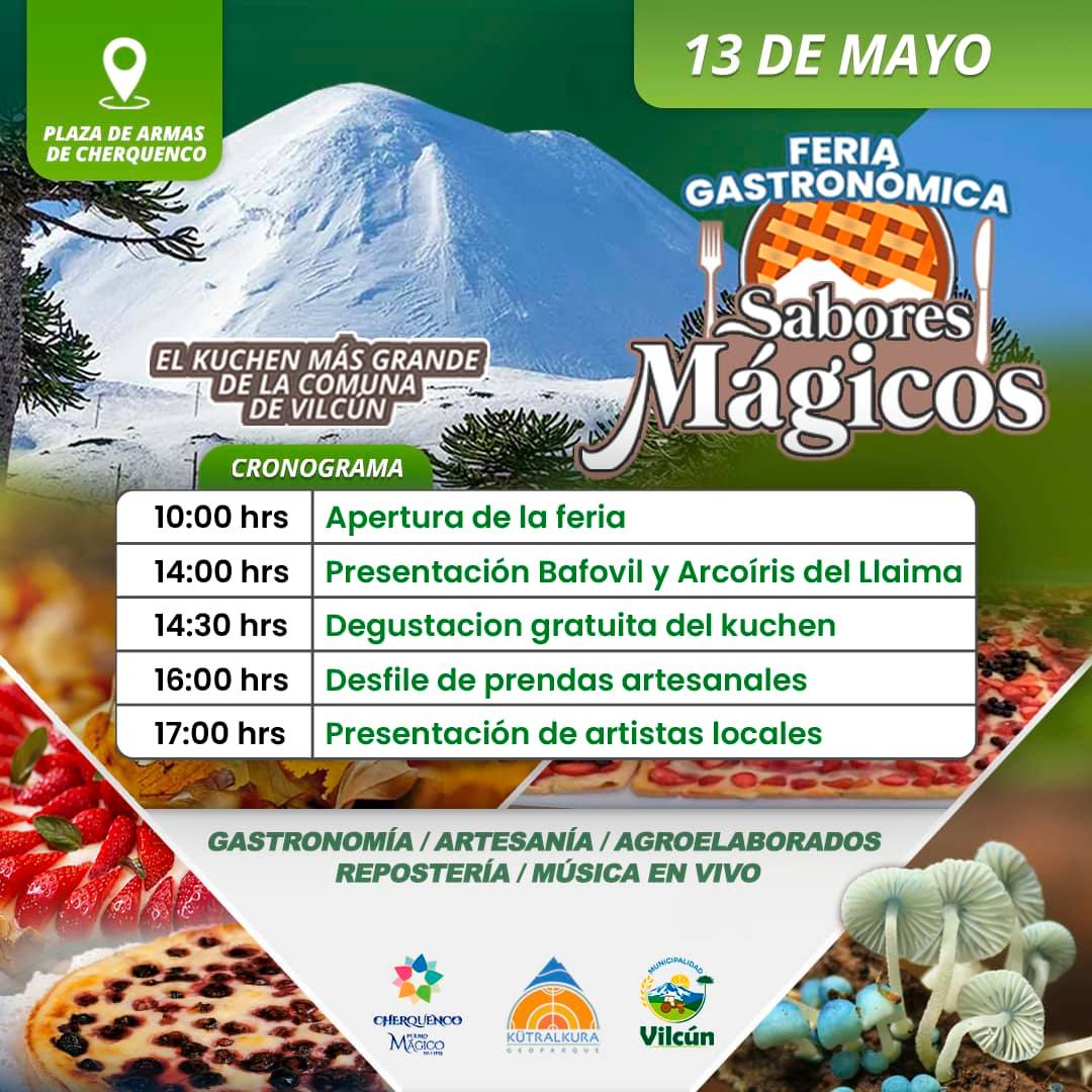 13 de mayo: Feria gastronómica «Sabores Mágicos» Cherquenco #Vilcún 2023