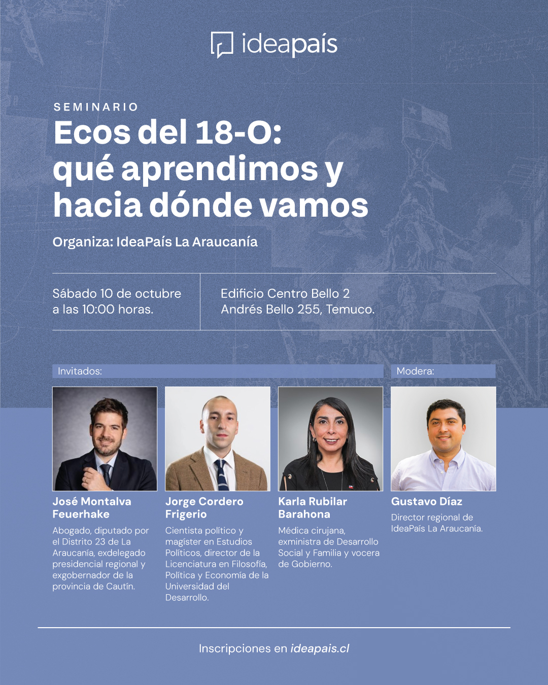 Centro de estudios IdeaPaís invita al seminario “Ecos del 18-0”